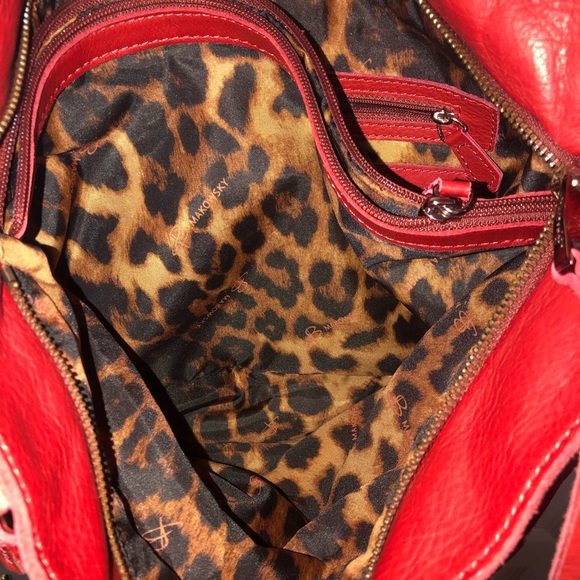 B Makowsky Red Leather ZIP Closure Bag - Picture 8 of 16